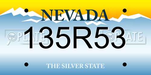 135R53 Nevada License Plate