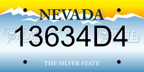 13634D4 Nevada License Plate