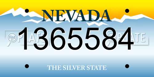 1365584 Nevada License Plate