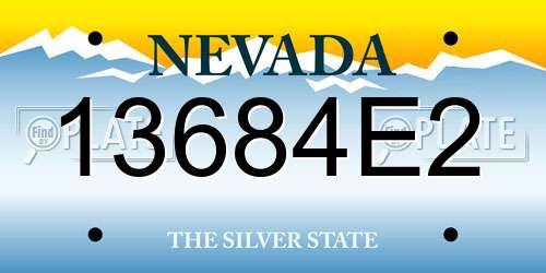 13684E2 Nevada License Plate