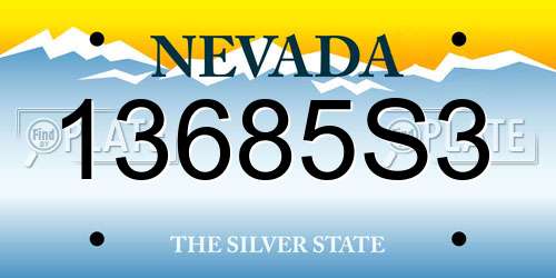 13685S3 Nevada License Plate