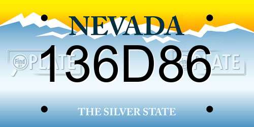 136D86 Nevada License Plate