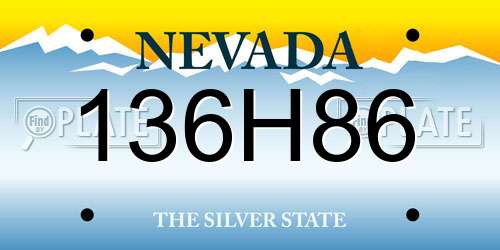 136H86 Nevada License Plate