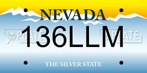 136LLM Nevada License Plate