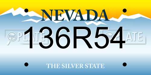 136R54 Nevada License Plate