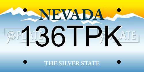 136TPK Nevada License Plate