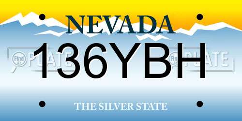 136YBH Nevada License Plate