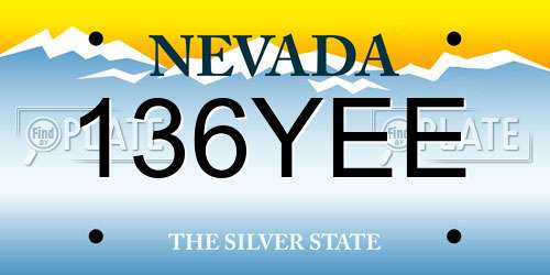 136YEE Nevada License Plate