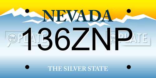 136ZNP Nevada License Plate