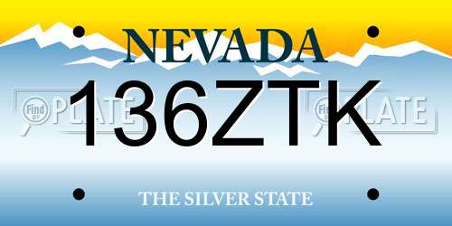 136ZTK Nevada License Plate