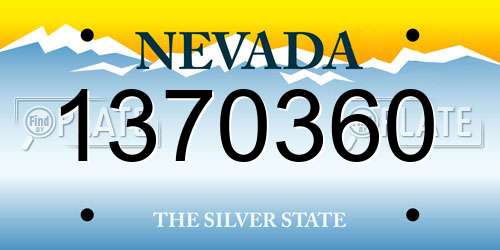 1370360 Nevada License Plate