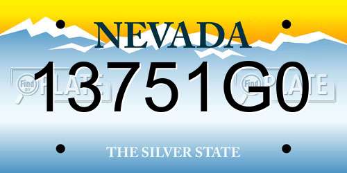 13751G0 Nevada License Plate