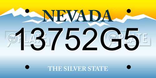 13752G5 Nevada License Plate