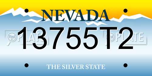13755T2 Nevada License Plate