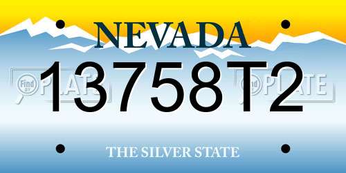 13758T2 Nevada License Plate