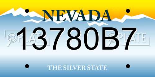 13780B7 Nevada License Plate