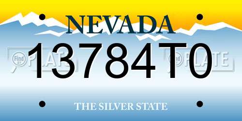 13784T0 Nevada License Plate