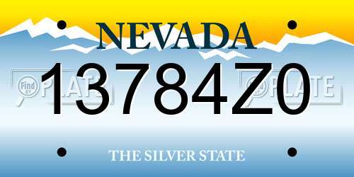 13784Z0 Nevada License Plate