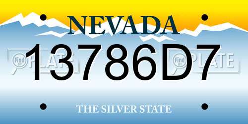 13786D7 Nevada License Plate