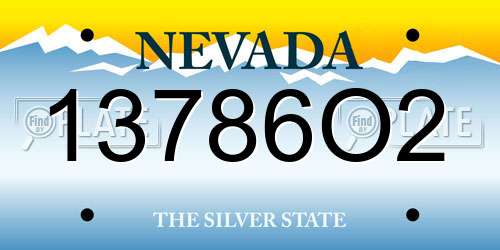 13786O2 Nevada License Plate