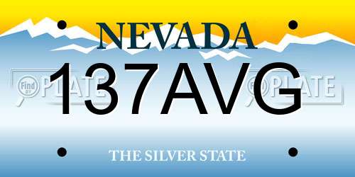 137AVG Nevada License Plate