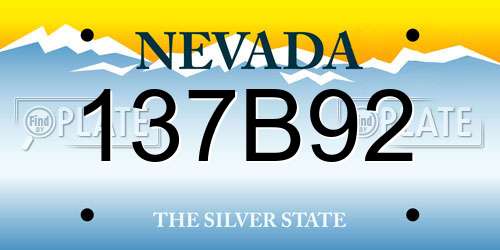 137B92 Nevada License Plate
