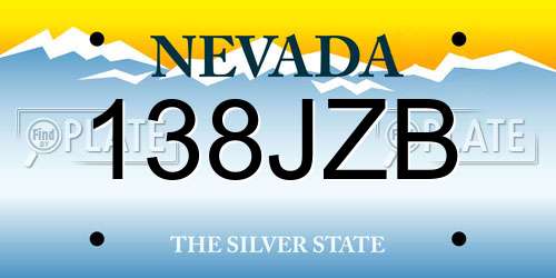 138JZB Nevada License Plate