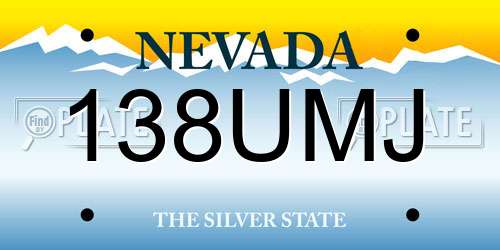 138UMJ Nevada License Plate