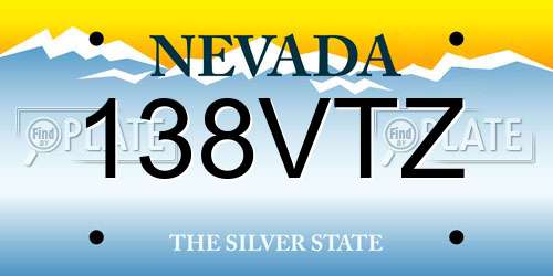 138VTZ Nevada License Plate