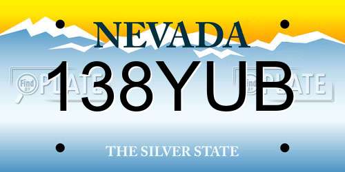 138YUB Nevada License Plate