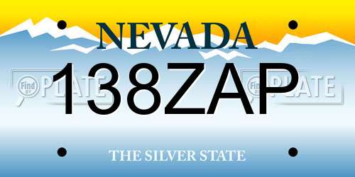 138ZAP Nevada License Plate
