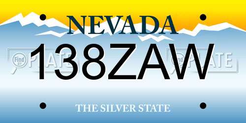 138ZAW Nevada License Plate