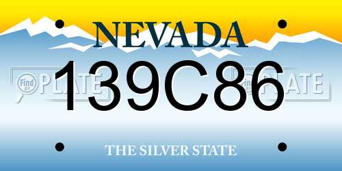 139C86 Nevada License Plate