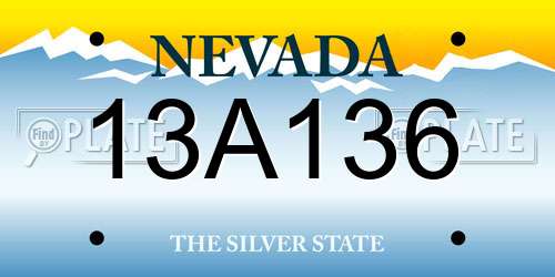 13A136 Nevada License Plate