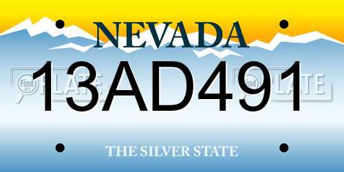 13AD491 Nevada License Plate