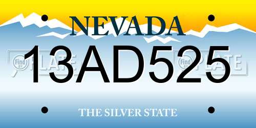 13AD525 Nevada License Plate