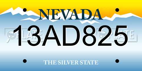 13AD825 Nevada License Plate