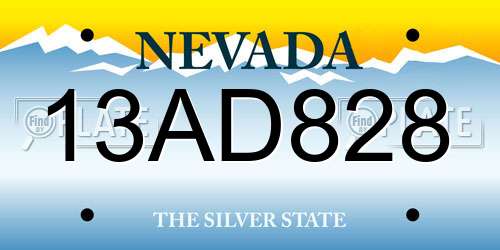 13AD828 Nevada License Plate