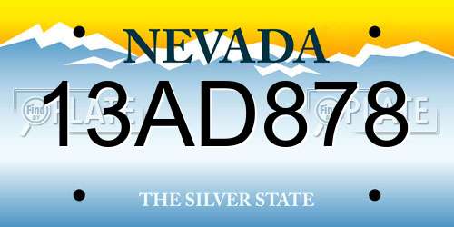 13AD878 Nevada License Plate
