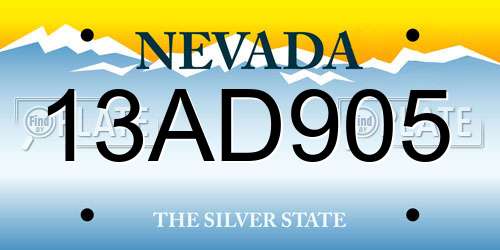 13AD905 Nevada License Plate