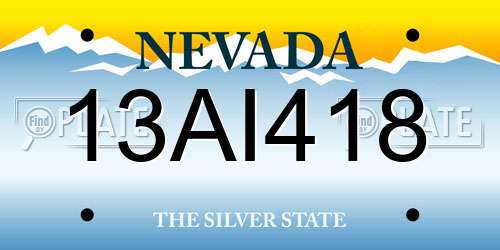 13AI418 Nevada License Plate