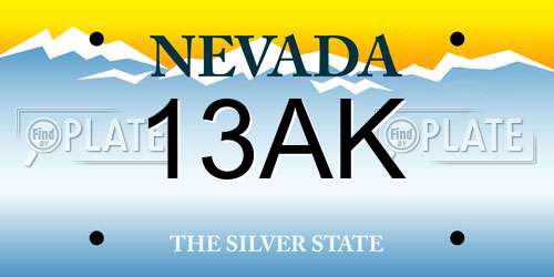 13AK Nevada License Plate