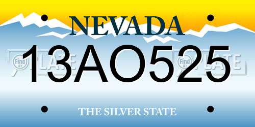 13AO525 Nevada License Plate