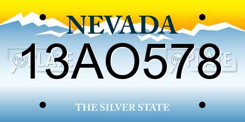 13AO578 Nevada License Plate