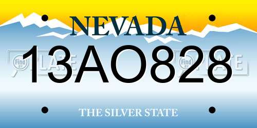13AO828 Nevada License Plate
