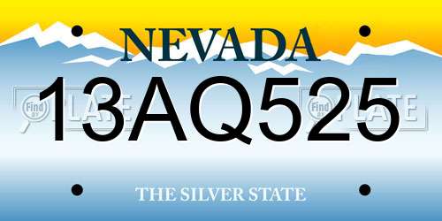 13AQ525 Nevada License Plate