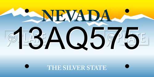 13AQ575 Nevada License Plate