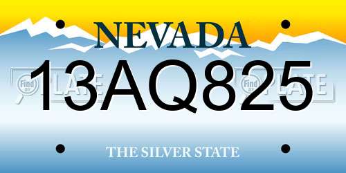 13AQ825 Nevada License Plate