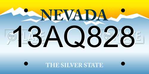 13AQ828 Nevada License Plate