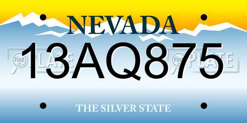 13AQ875 Nevada License Plate
